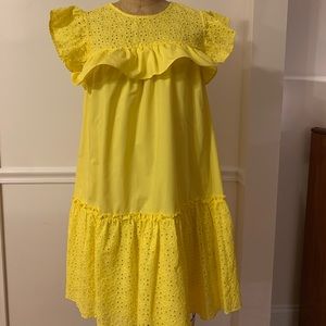 Who What Wear Yellow Eyelet Ruffle Dress NEW WITH TAGS (small)